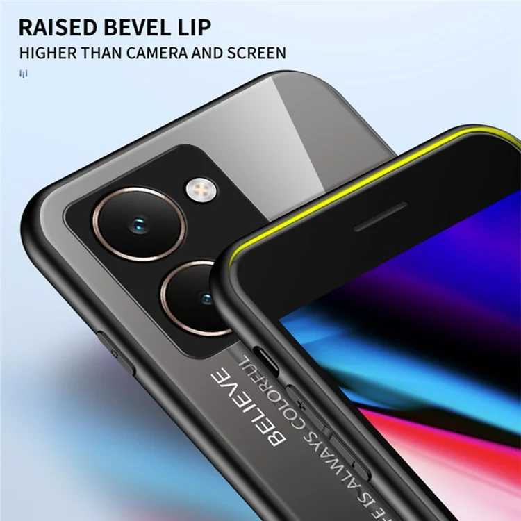 Funda para Realme P3 Ultra 5G Antiarañazos de Vidrio Templado + PC + TPU - Negro y Rojo Degradado