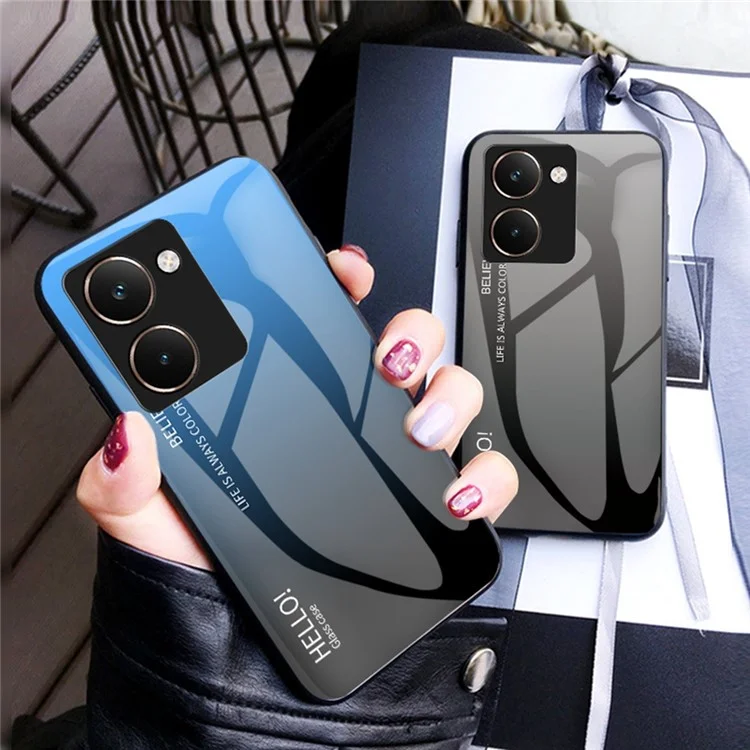 Funda para Realme P3 Ultra 5G Antiarañazos de Vidrio Templado + PC + TPU - Negro y Rojo Degradado