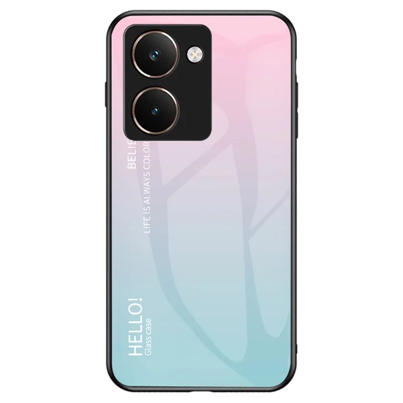 For Realme P3 Ultra 5G Case Anti-Scratch Tempered Glass + PC + TPU Phone Cover - Gradient Pink Blue