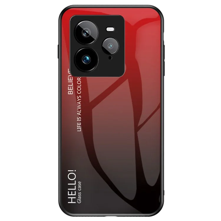 Funda para Realme GT 7 Pro 5G Antigolpes de Vidrio Templado + PC + TPU - Negro y Rojo Degradado