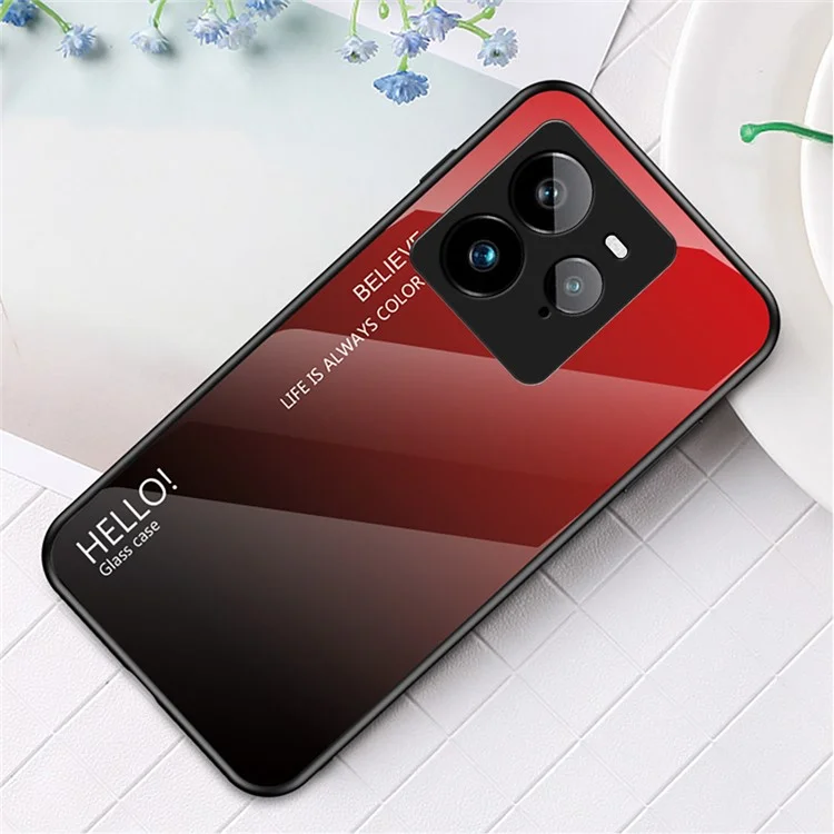 Funda para Realme GT 7 Pro 5G Antigolpes de Vidrio Templado + PC + TPU - Negro y Rojo Degradado