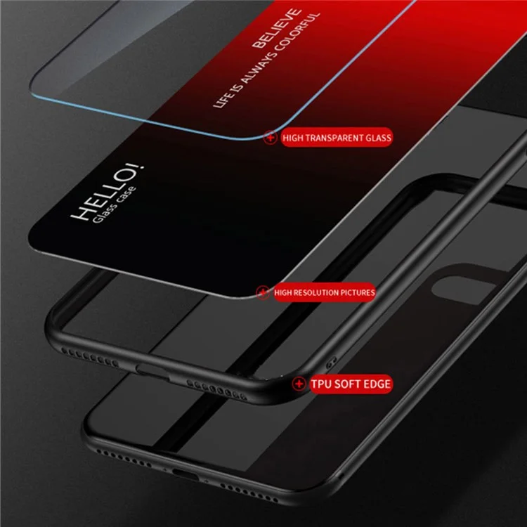Funda para Realme GT 7 Pro 5G Antigolpes de Vidrio Templado + PC + TPU - Negro y Rojo Degradado