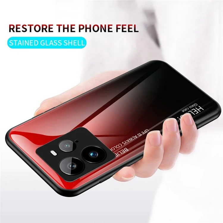 Funda para Realme GT 7 Pro 5G Antigolpes de Vidrio Templado + PC + TPU - Negro y Rojo Degradado