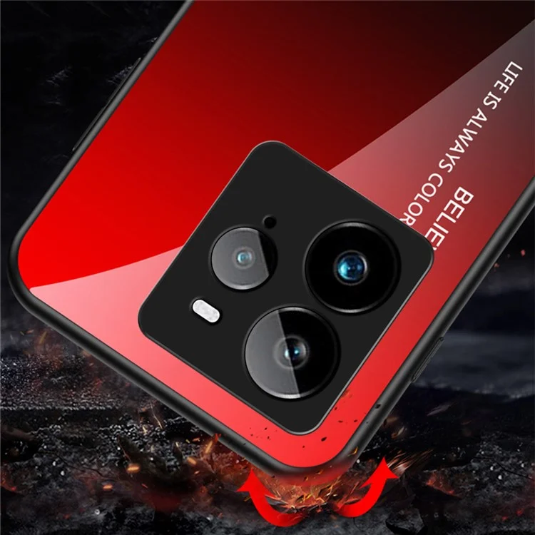 Funda para Realme GT 7 Pro 5G Antigolpes de Vidrio Templado + PC + TPU - Negro y Rojo Degradado