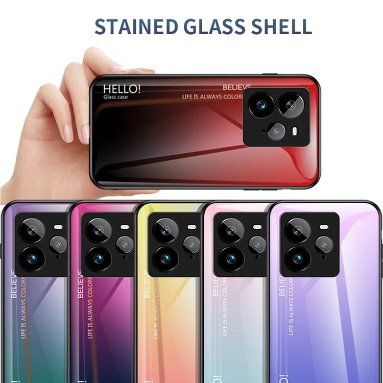 Funda para Realme GT 7 Pro 5G Antigolpes de Vidrio Templado + PC + TPU - Negro y Rojo Degradado