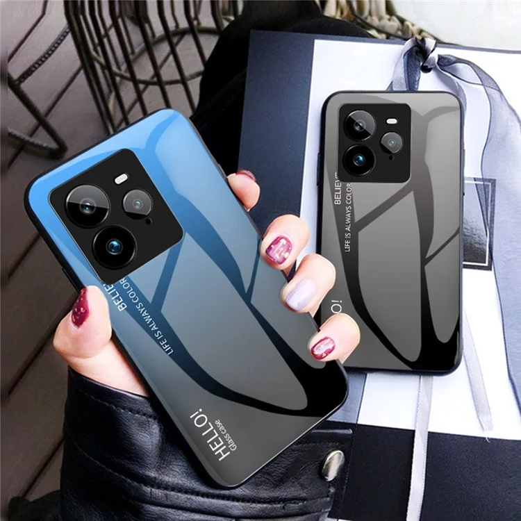 Funda para Realme GT 7 Pro 5G Antigolpes de Vidrio Templado + PC + TPU - Negro y Rojo Degradado