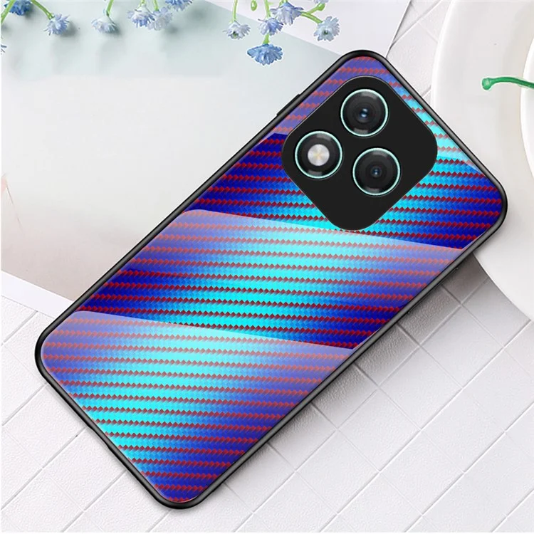 Чехол для Honor 400 Lite с закаленным стеклом, противоударный - Синее волокно