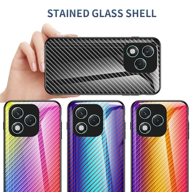 For Honor 400 Lite 5G Case Tempered Glass Shockproof Phone Cover - Colorful Fiber