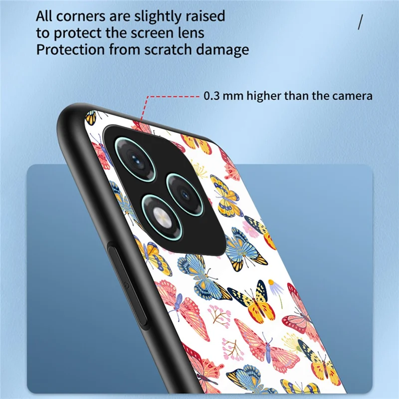 For Honor 400 Lite 5G Case Butterfly Pattern TPU + Tempered Glass Protective Phone Cover - Colorful Butterfly