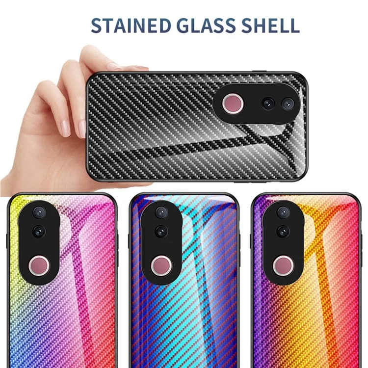 For vivo V50 5G Case Tempered Glass Shockproof Phone Cover - Golden Fiber