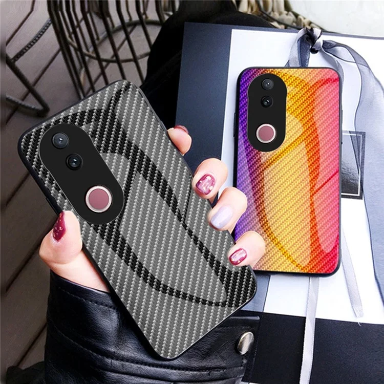 For vivo V50 5G Case Tempered Glass Shockproof Phone Cover - Golden Fiber