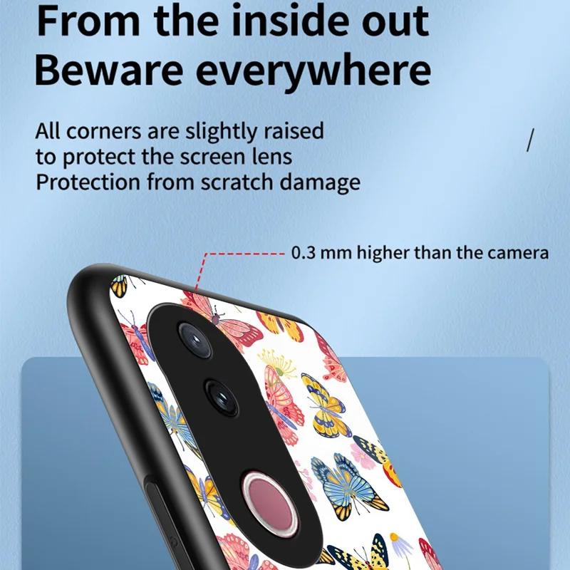 For vivo V50 5G Case Butterfly Pattern TPU + Tempered Glass Protective Phone Cover - Colorful Butterfly