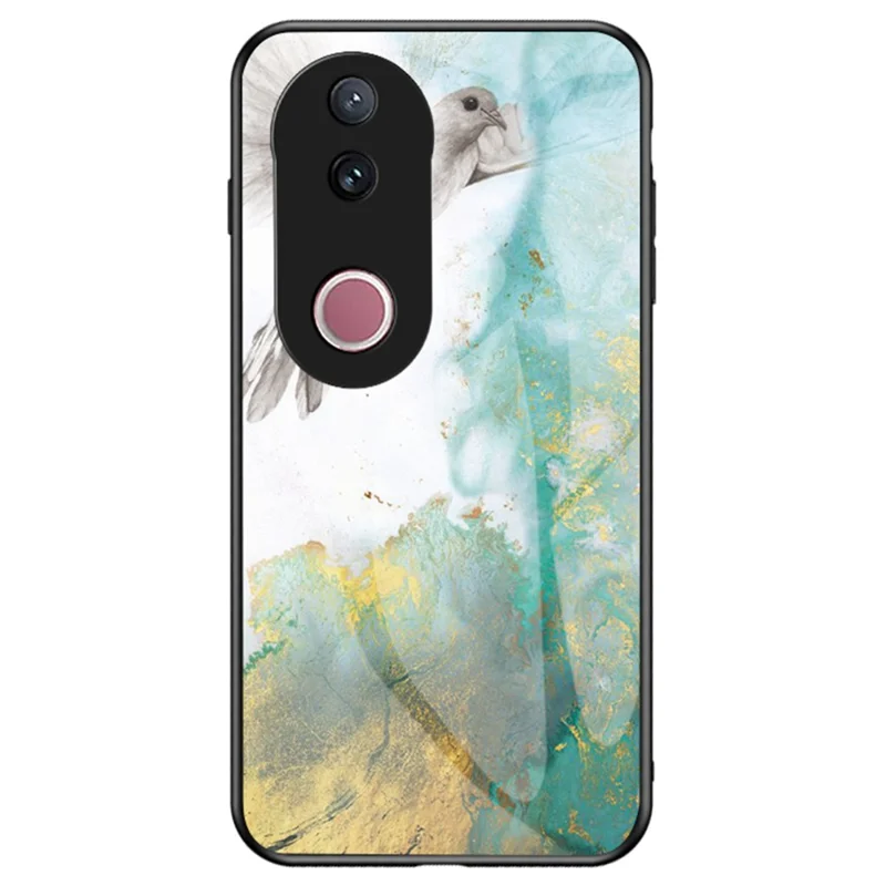 For vivo V50 5G Case Marble Pattern Tempered Glass + PC + TPU Protective Phone Cover - Flying Pigeon Marble