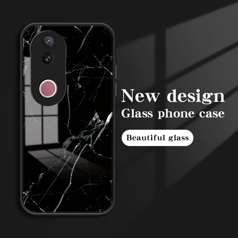 For vivo V50 5G Case Marble Pattern Tempered Glass + PC + TPU Protective Phone Cover - Flying Pigeon Marble