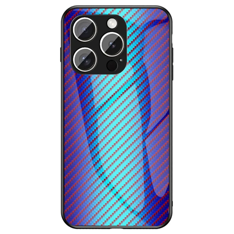 Handyhülle für iPhone 15 Pro Max mit Panzerglas Stoßfest - Blaue Carbonfaser