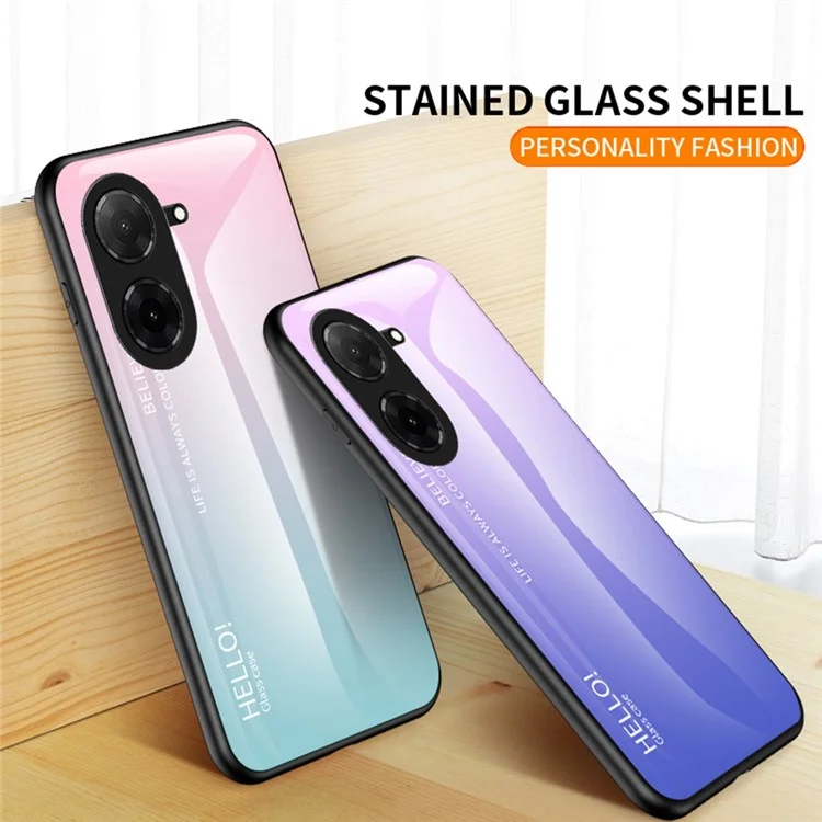 For Xiaomi Poco C71 4G / Redmi A5 4G (171.7mm) Case Anti-Scratch Tempered Glass + PC + TPU Phone Cover - Gradient Rose
