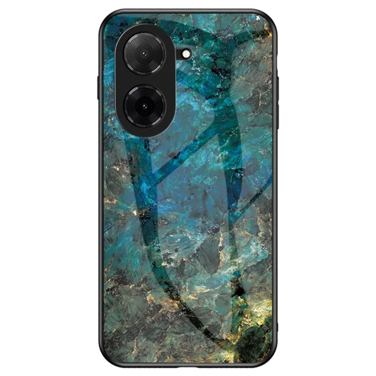 For Xiaomi Poco C71 4G / Redmi A5 4G (171.7mm) Case Marble Pattern Tempered Glass + PC + TPU Protective Phone Cover - Emerald Marble