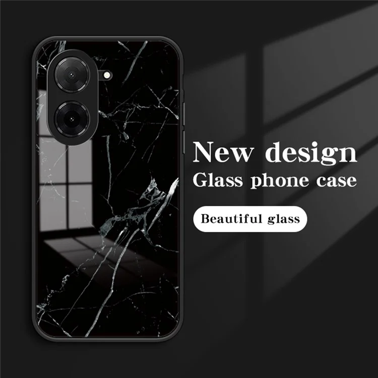 Cover per Xiaomi Poco C71 4G / Redmi A5 4G (171,7 mm) con Motivo Marmo in Vetro Temperato + PC + TPU - Marmo Bianco