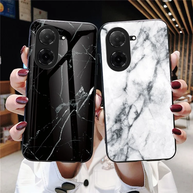 Cover per Xiaomi Poco C71 4G / Redmi A5 4G (171,7 mm) con Motivo Marmo in Vetro Temperato + PC + TPU - Marmo Bianco