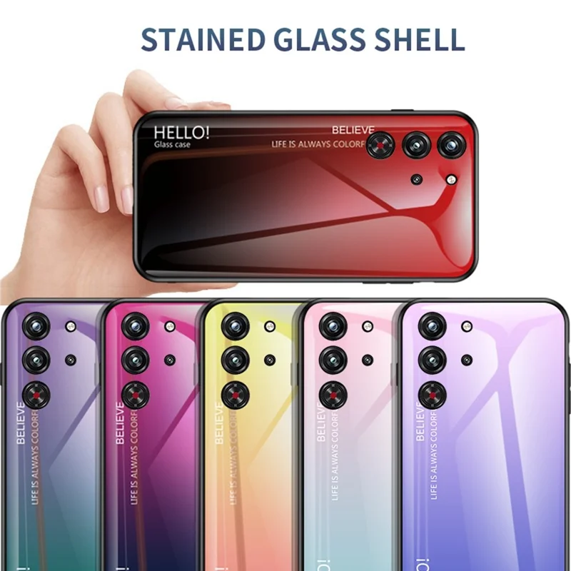 For ZTE nubia Red Magic 10 Pro 5G / 10 Pro+ 5G Case Anti-Scratch Tempered Glass + PC + TPU Phone Cover - Gradient Pink Blue