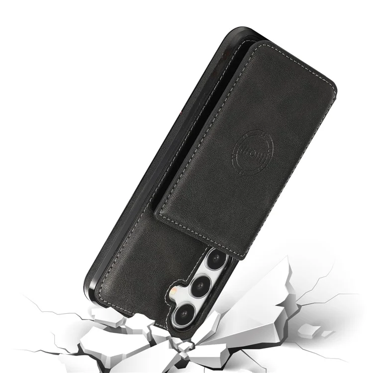 For Samsung Galaxy A35 5G Case Card Holder Kickstand PU Leather + TPU Phone Cover - Black