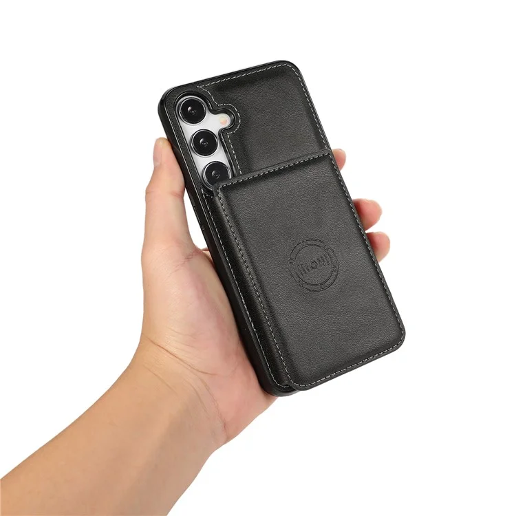 For Samsung Galaxy A35 5G Case Card Holder Kickstand PU Leather + TPU Phone Cover - Black