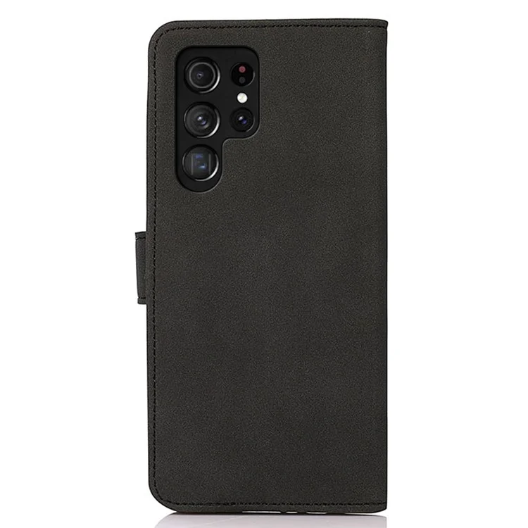 Khazneh Para Samsung Galaxy S23 Ultra 5G Case de Teléfono de Cuero PU Texturizado Soporte Plegable de Protección Completa Tapa de la Billetera de la Billetera - Negro