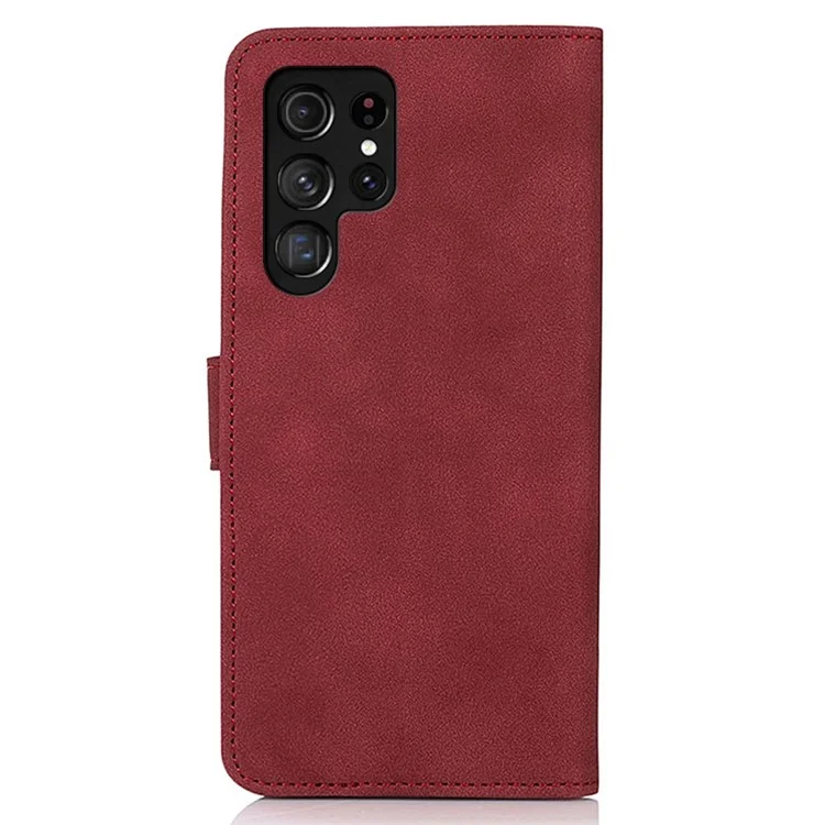 Khazneh Para Samsung Galaxy S23 Ultra 5G Case de Teléfono de Cuero PU Texturizado Soporte Plegable de Protección Completa Tapa de la Billetera de la Billetera - Rojo