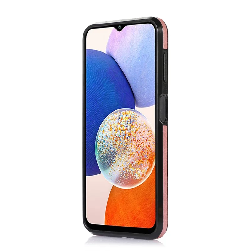 Cover per Samsung Galaxy A25 5G (Globale) (161,0 mm) con Porta Carte, Supporto e Pelle PU + Cover Telefonica in TPU - Oro Rosa