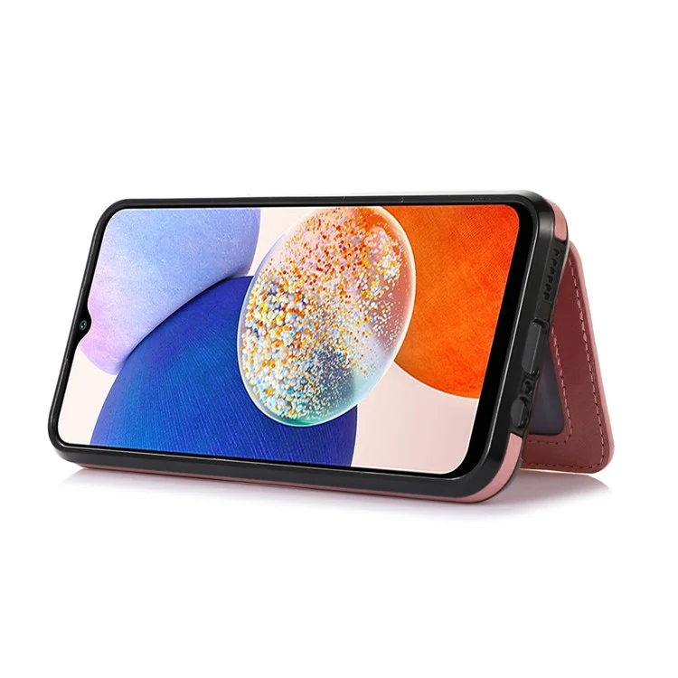 For Samsung Galaxy A15 4G / 5G Case Card Holder Kickstand PU Leather + TPU Phone Cover - Rose Gold
