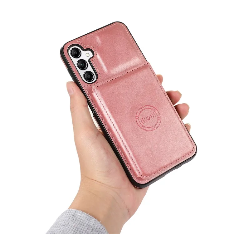 For Samsung Galaxy A15 4G / 5G Case Card Holder Kickstand PU Leather + TPU Phone Cover - Rose Gold