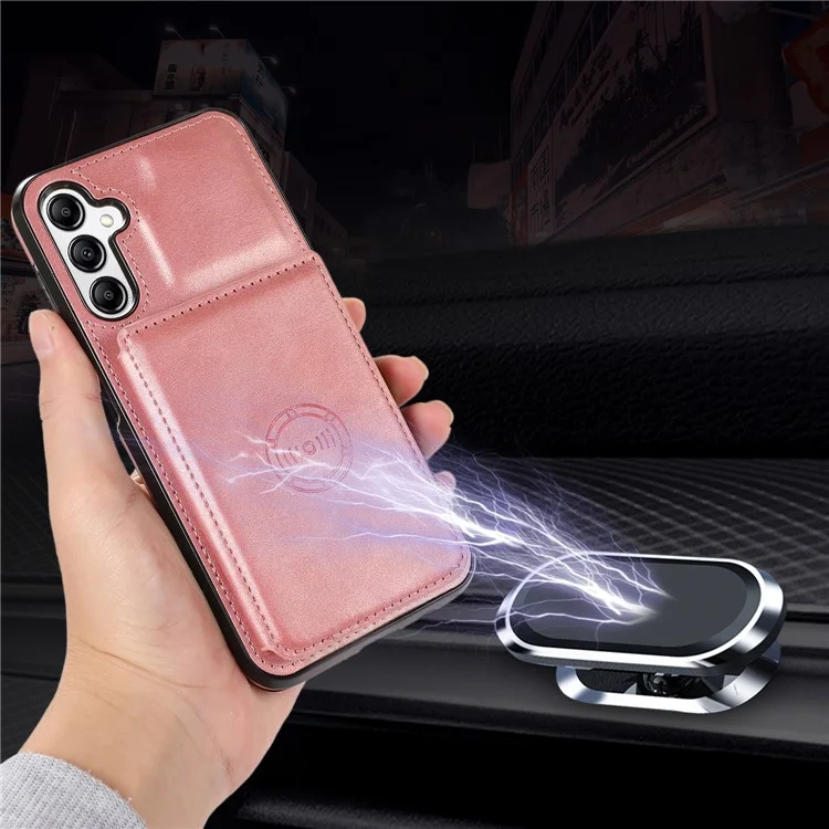 For Samsung Galaxy A15 4G / 5G Case Card Holder Kickstand PU Leather + TPU Phone Cover - Rose Gold