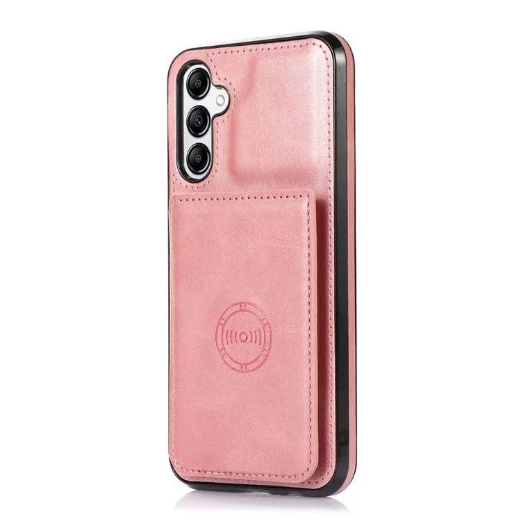 For Samsung Galaxy A15 4G / 5G Case Card Holder Kickstand PU Leather + TPU Phone Cover - Rose Gold