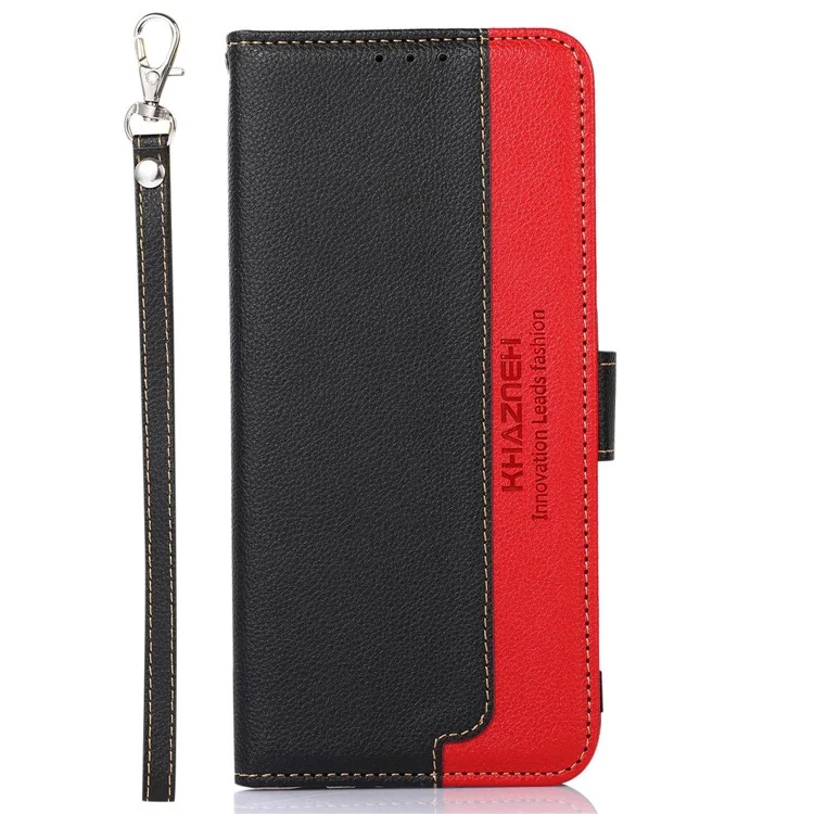 Khazneh Pour Samsung Galaxy S23 Ultra 5G RFID Blocking Litchi Texture Étui à L'épreuve de la Droproo - le Noir