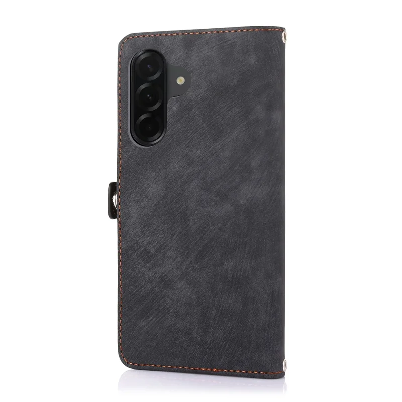 Für Samsung Galaxy A05s 4G Hülle mit Reißverschlusstasche 9 Kartenfächer PU-Leder Handyhülle mit Handschlaufe - Schwarz