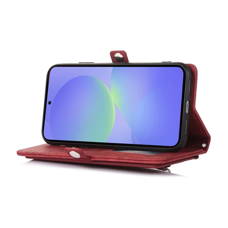 For Google Pixel 10 Pro XL / 9 Pro XL Case Zipper Pocket 9 Card Slots PU Leather Phone Cover with Wrist Strap - Red