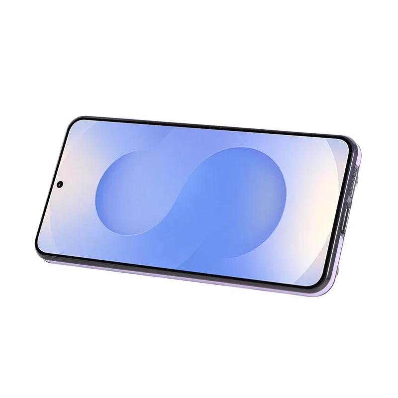 Capa para Samsung Galaxy S25 Edge com Suporte para Cartão, Anel de Apoio e Alça Longa - TPU + Couro Sintético, Cor Roxa