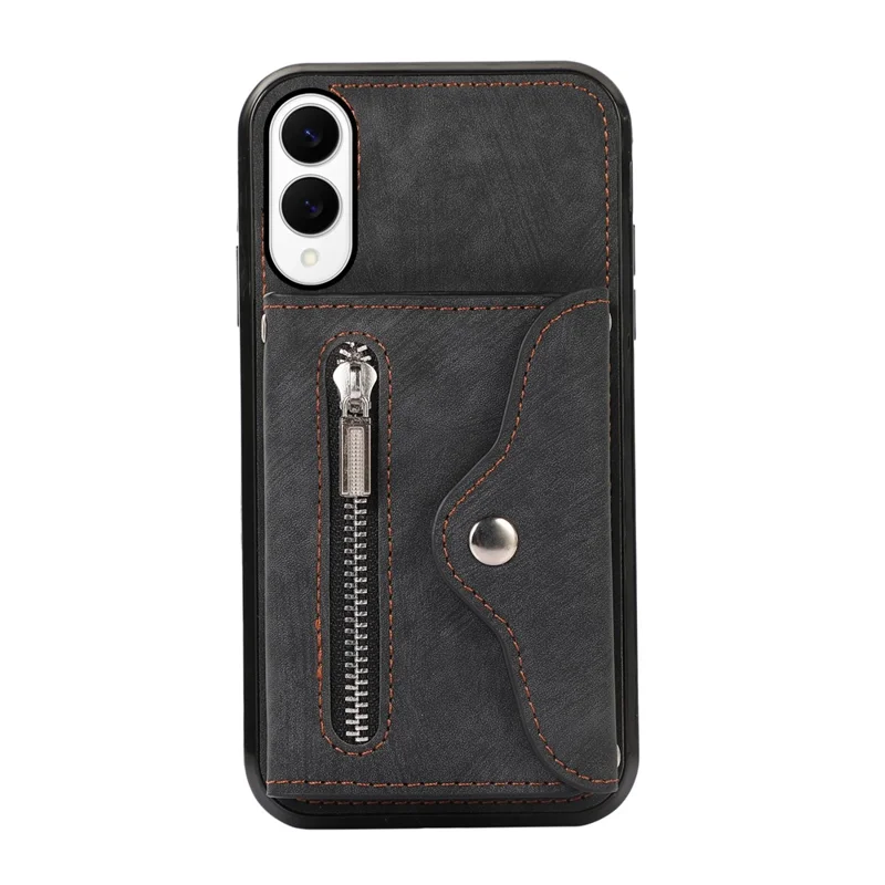 For Samsung Galaxy S25 Edge Case PU Leather + TPU RFID Blocking Card Slots Phone Cover with 2 Straps - Black