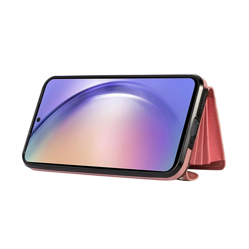 For Samsung Galaxy A16 4G / 5G Case PU Leather + TPU RFID Blocking Card Slots Phone Cover with 2 Straps - Rose Gold