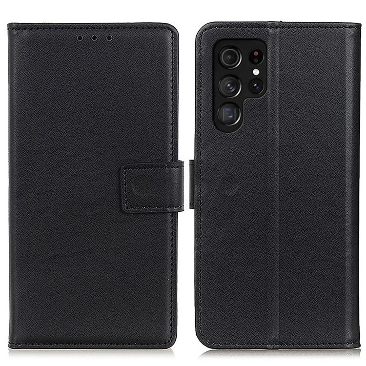 Anti-fall Cell Phone Cover For Samsung Galaxy S23 Ultra, PU Leather Foldable Stand Protective Flip Phone Wallet Case - Black