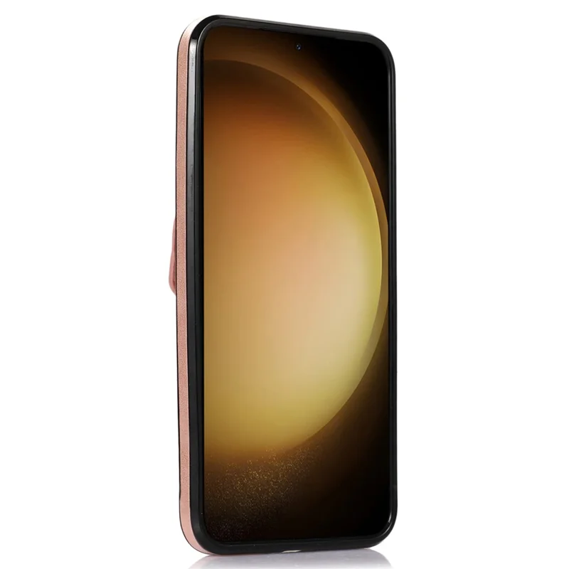 Чехол для iPhone 16e с держателем карты и подставкой, из искусственной кожи + TPU, с ремешком через плечо - Розовое золото