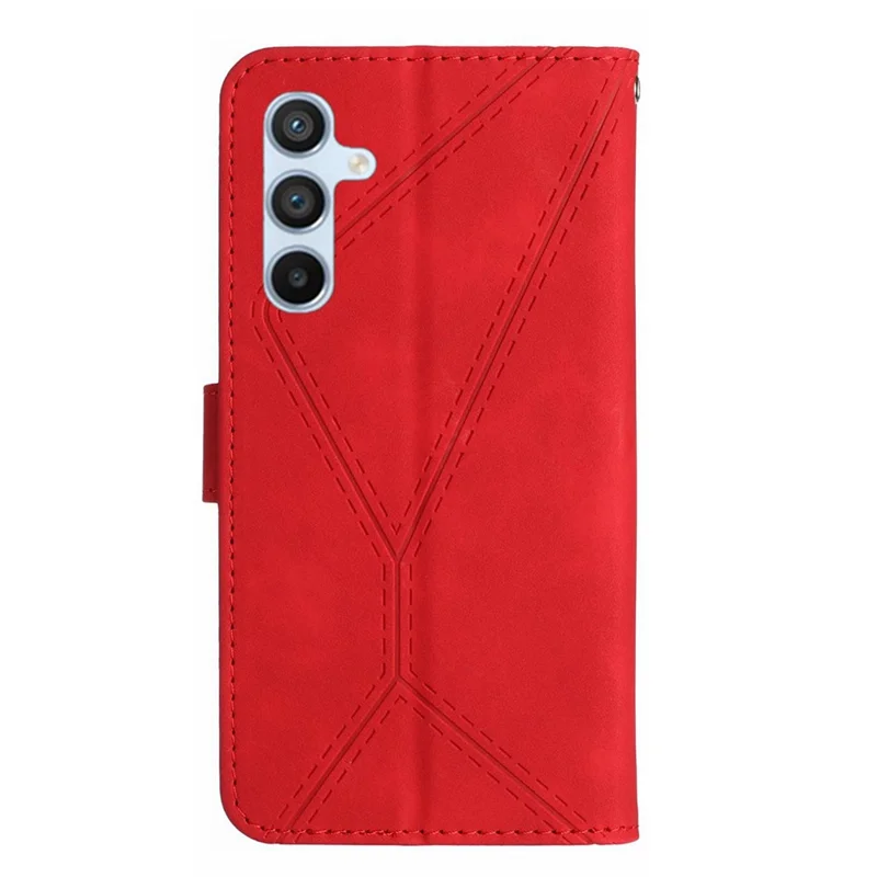 For Samsung Galaxy A17 5G / A17 4G / A26 5G Case Skin Touch Lines Imprinted PU Leather Flip Phone Cover - Red