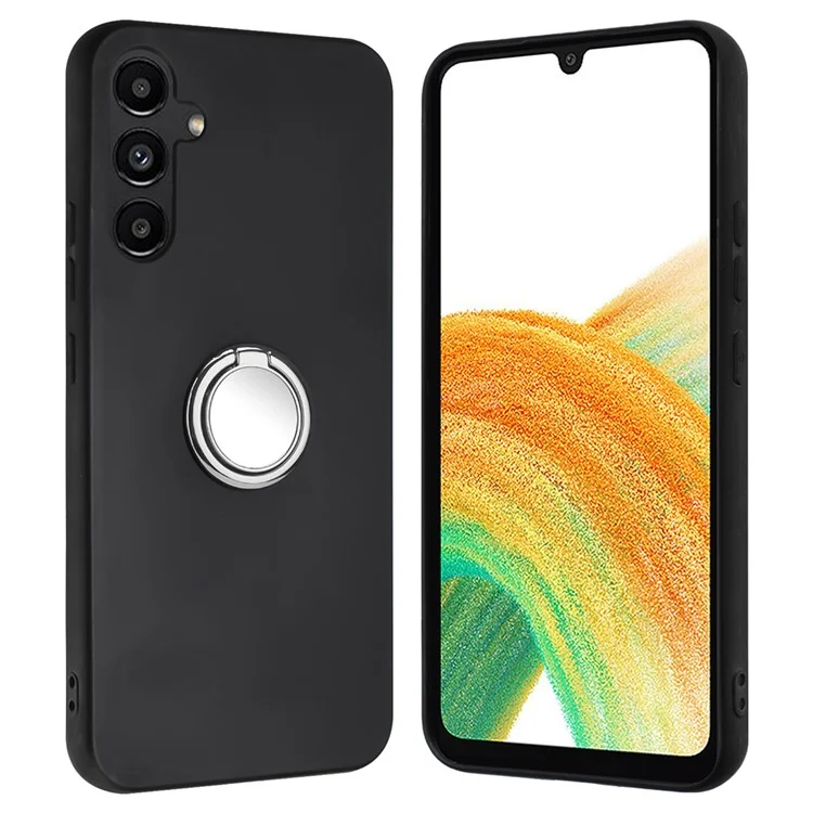 For Samsung Galaxy A17 Case Ring Kickstand Soft TPU Matte Phone Cover - Silver