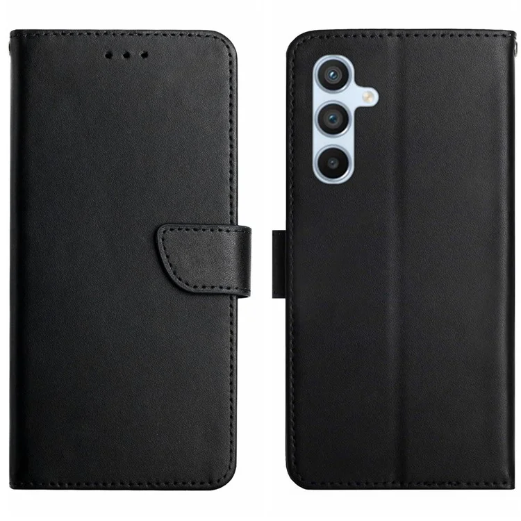 For Samsung Galaxy A17 Case Genuine Cow Leather Phone Cover Nappa Texture - Black