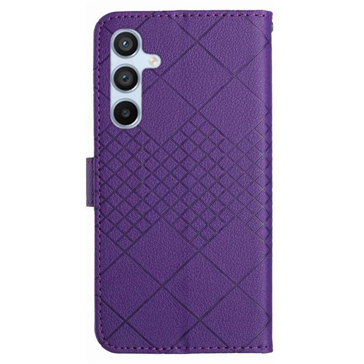 For Samsung Galaxy A17 Case Wallet Imprint PU Leather Flip Folio Phone Cover - Dark Purple
