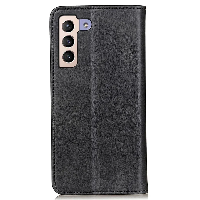 For Samsung Galaxy S23+ Anti-fall Split Leather Phone Case Magnetic Auto-absorbed Flip Cowhide Texture Phone Wallet Cover with Stand - Black
