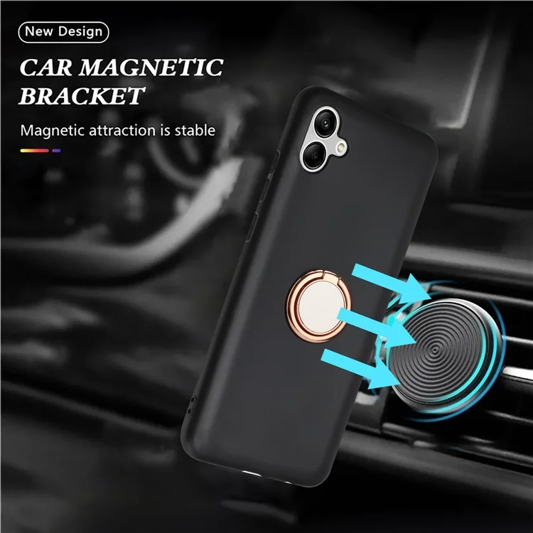 For Samsung Galaxy A07 Case Ring Kickstand Soft TPU Matte Phone Cover - Rose Gold