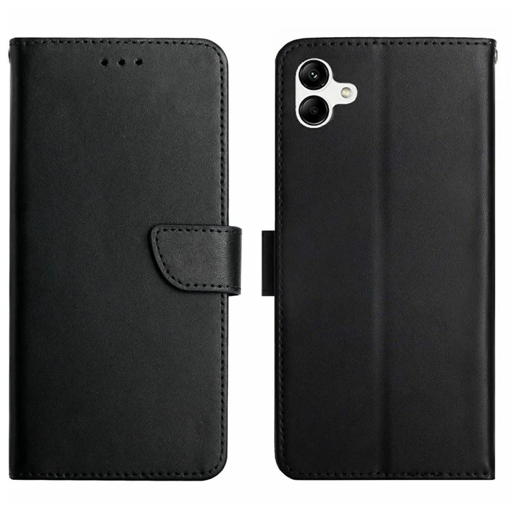 For Samsung Galaxy A07 Case Genuine Cow Leather Phone Cover Nappa Texture - Black