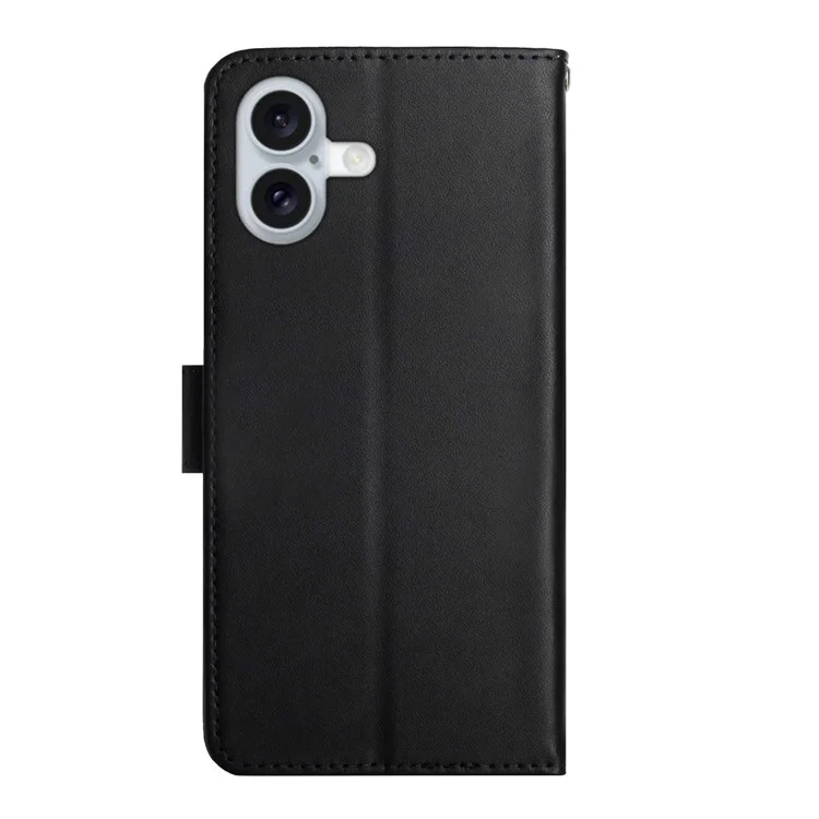 For iPhone 17 Case Genuine Cow Leather Phone Cover Nappa Texture - Black