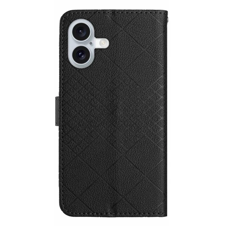 For iPhone 17 Case Wallet Imprint PU Leather Flip Folio Phone Cover - Black